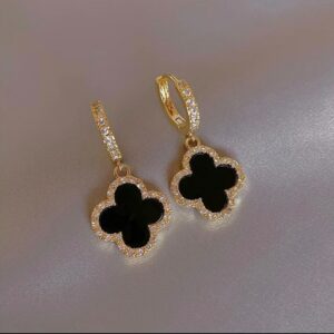 Black Four Leaf Clover Earrings